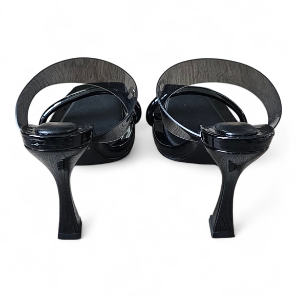 Kayleen Women’s Clear Strap Heeled Mules Size 8 - Picture 6 of 8